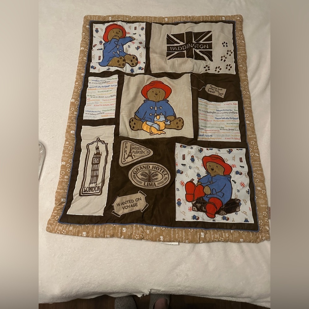 Paddington Bear Reversible Baby Quilt Comforter, Sheet & Bedskirt Bed Crib Set - Picture 5 of 9